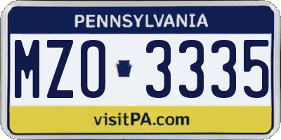 PA license plate MZO3335