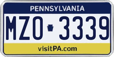 PA license plate MZO3339