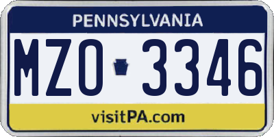 PA license plate MZO3346