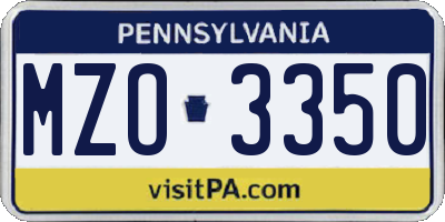 PA license plate MZO3350