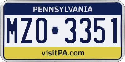 PA license plate MZO3351