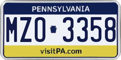 PA license plate MZO3358