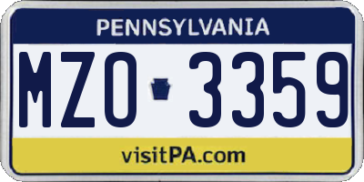 PA license plate MZO3359
