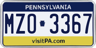 PA license plate MZO3367