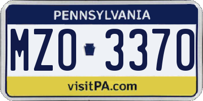PA license plate MZO3370