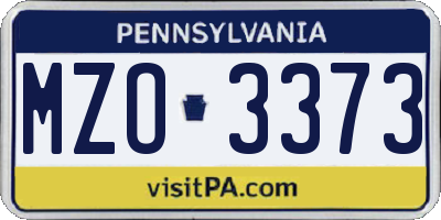 PA license plate MZO3373