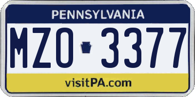 PA license plate MZO3377