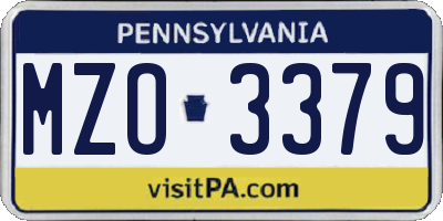 PA license plate MZO3379