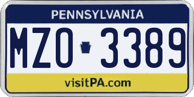 PA license plate MZO3389