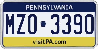 PA license plate MZO3390