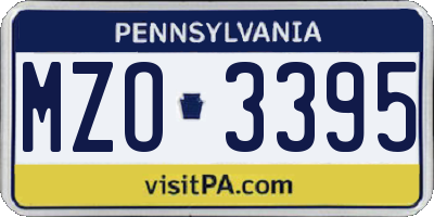 PA license plate MZO3395