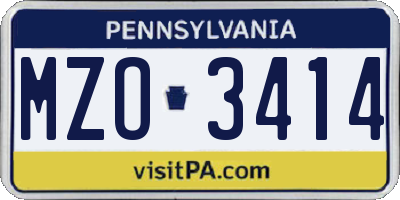 PA license plate MZO3414