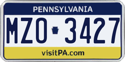 PA license plate MZO3427