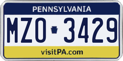 PA license plate MZO3429