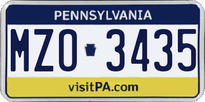 PA license plate MZO3435