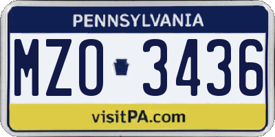 PA license plate MZO3436