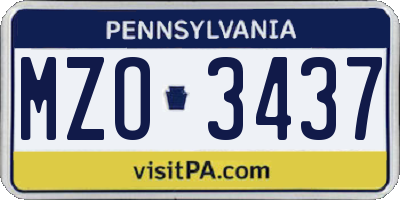 PA license plate MZO3437