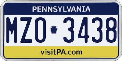 PA license plate MZO3438