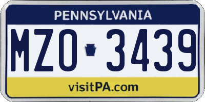 PA license plate MZO3439