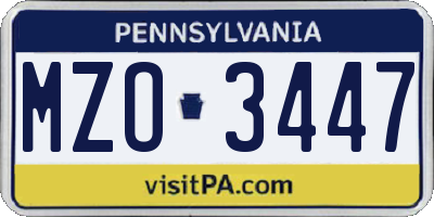 PA license plate MZO3447