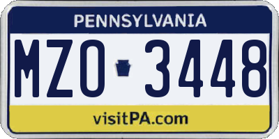 PA license plate MZO3448