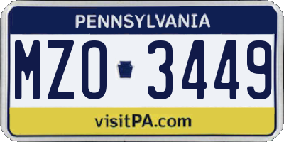 PA license plate MZO3449