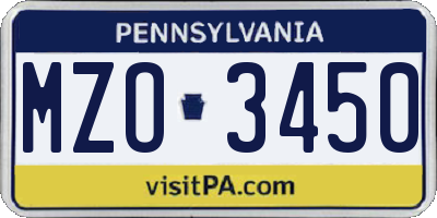 PA license plate MZO3450