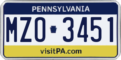 PA license plate MZO3451