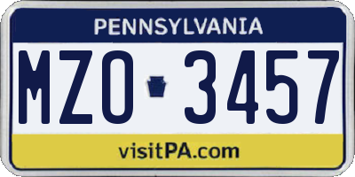 PA license plate MZO3457