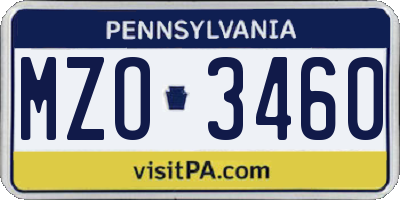 PA license plate MZO3460