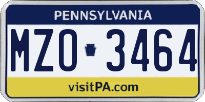 PA license plate MZO3464