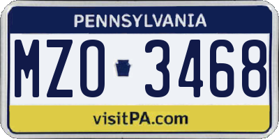 PA license plate MZO3468