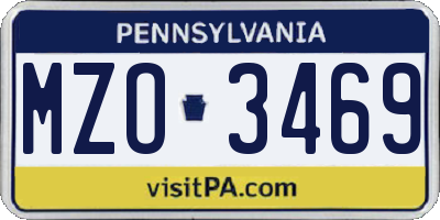 PA license plate MZO3469