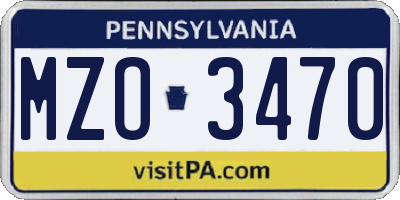 PA license plate MZO3470