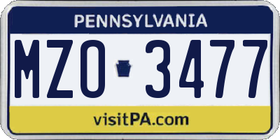 PA license plate MZO3477