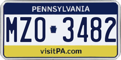 PA license plate MZO3482