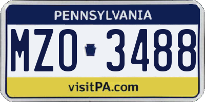 PA license plate MZO3488