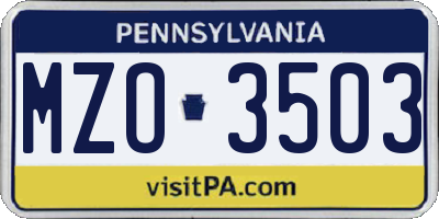 PA license plate MZO3503