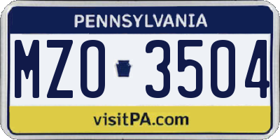 PA license plate MZO3504