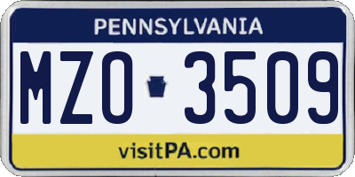 PA license plate MZO3509