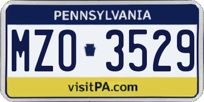 PA license plate MZO3529
