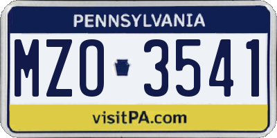 PA license plate MZO3541