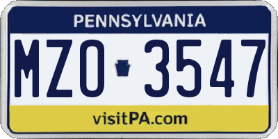PA license plate MZO3547