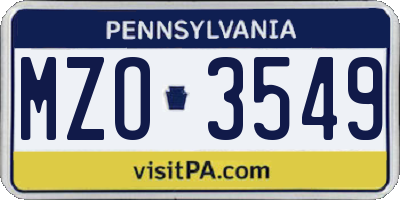 PA license plate MZO3549