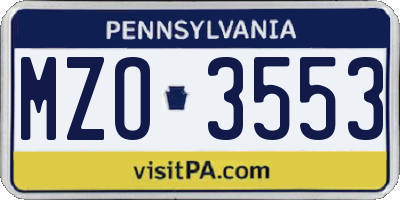 PA license plate MZO3553