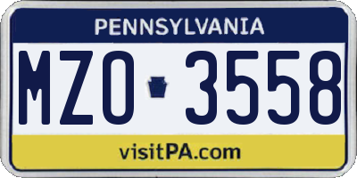 PA license plate MZO3558