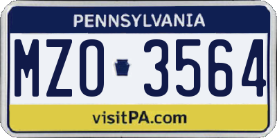 PA license plate MZO3564
