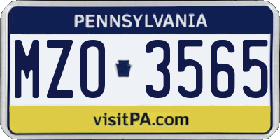 PA license plate MZO3565