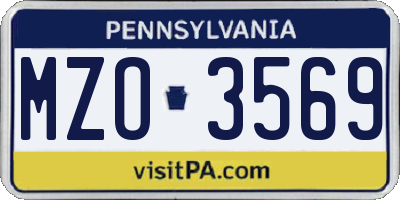 PA license plate MZO3569