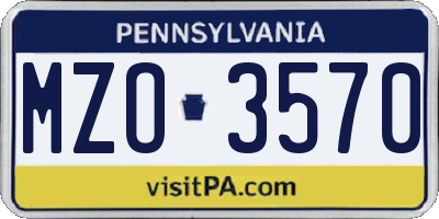 PA license plate MZO3570